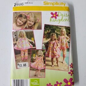 Simplicity Sewing Pattern Child's Dress Top Capri Pants Daisy Kingdom Size A 3-8